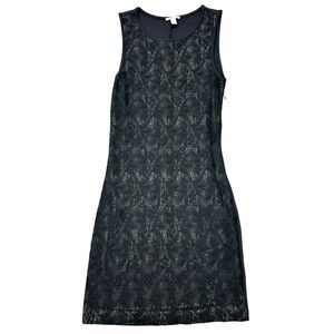 Vintage Esprit Mini Sheath Dress Small Black Lace Front Side Zip Goth Y2K